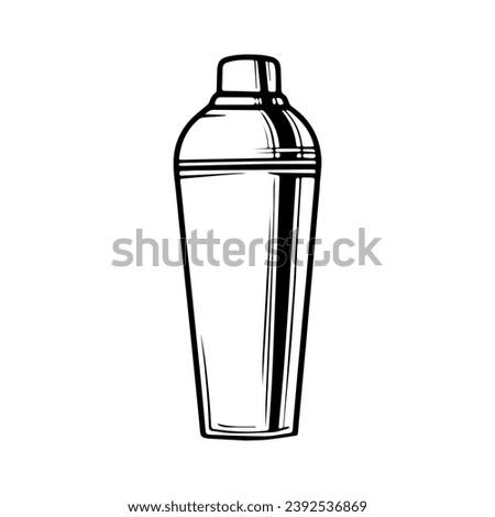 1950’s Mid Century Modern Cocktail shaker solid black icon glyph, vector line art, Vector Illustration, black outline, 50s retro cocktail shaker Royalty-Free Stock Photo #2392536869