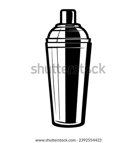 1950’s Mid Century Modern Cocktail shaker solid black icon glyph, vector line art, Vector Illustration, black outline, 50s retro cocktail shaker Royalty-Free Stock Photo #2392554423