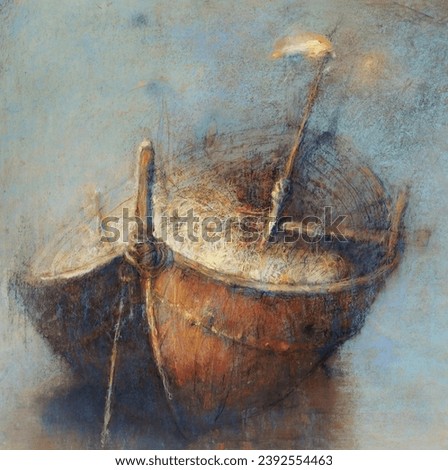 Original oil painting small sailing boat
