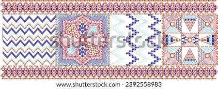 Fantasy flowers in retro, vintage, jacobean embroidery style. Embroidery imitation isolated on white background. Vector illustration. Set of elements for design, clip  top pr