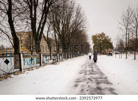 Landscape shot of the winter in the city