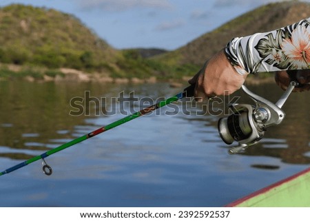 Fishing rod, São Francisco River, blue water