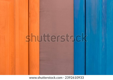 Wall Blue Orange Color Wooden Part Detail Interior Decoration Sample Abstract Example.