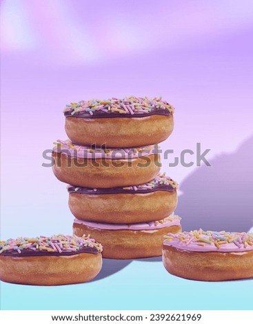 Ascending Donuts with Rainbow Sprinkles - Whimsical Bakery Advertisements and Recipe Blog Visuals