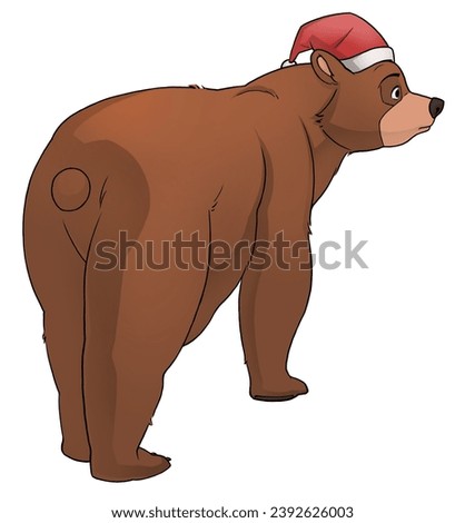 Christmas Cute Grizzly Bear Cartoon Character Isolated
