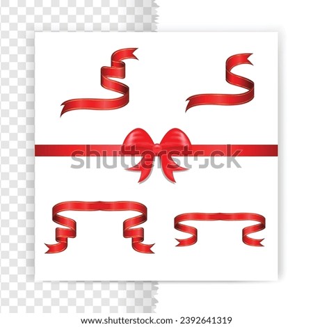 Red tag with corner ribbon, empty page template frame isolated on background