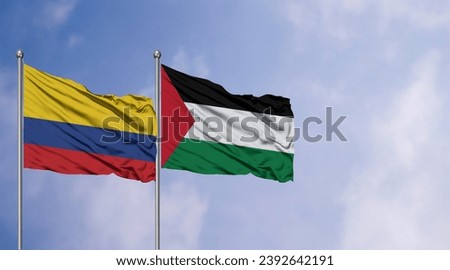 Colombian and Palestinian flags side by side, Colombia supports Palestine