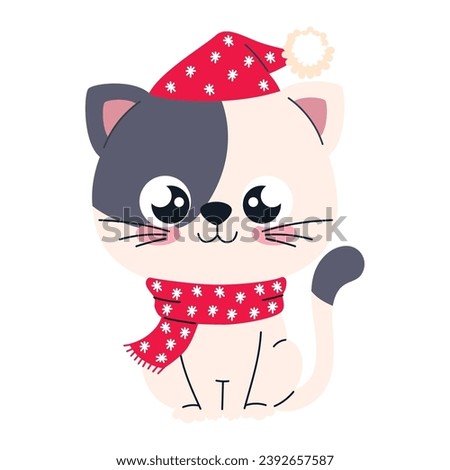 cute animal christmas cat illustration isolated