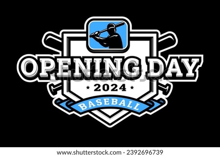 Opening day, baseball logo on a dark background.
