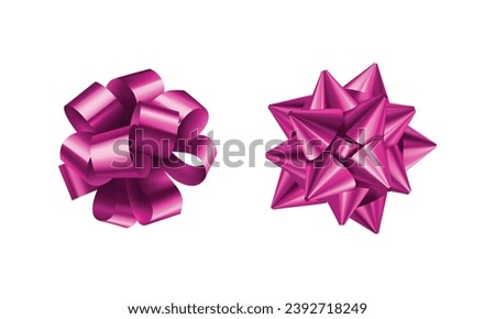 Vector pink bows for wrapping present box set.