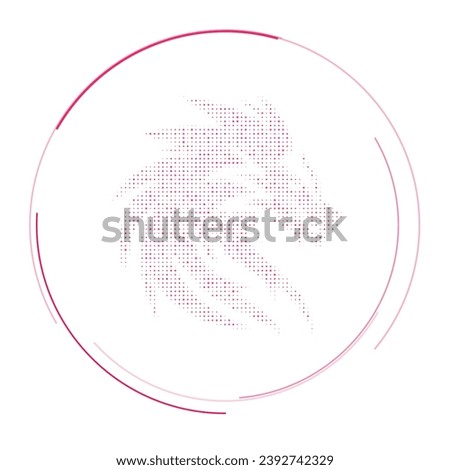 The dragon's head symbol filled with pink dots. Pointillism style. Vector illustration on white background
