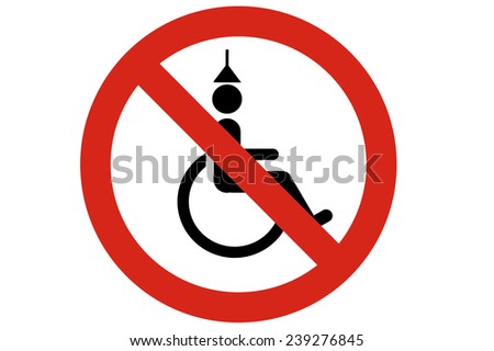 forbidden mental disable circle prohibited road sign isolated on pure white background
