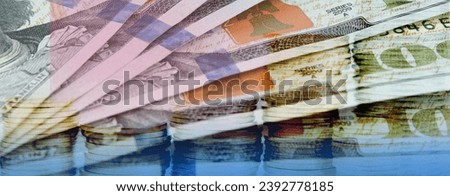 dollars, banknotes on white background. Top view. new bills Banner