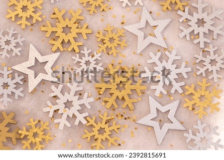 golden christmas stars postcard to background