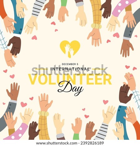 International Volunteer day is observed every year on December 5, to promote volunteering and recognize volunteer contributions to the achievement of the Sustainable Development Goals. Vector art Royalty-Free Stock Photo #2392826189