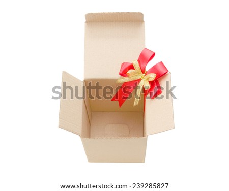 Gift box blank with red ribbon