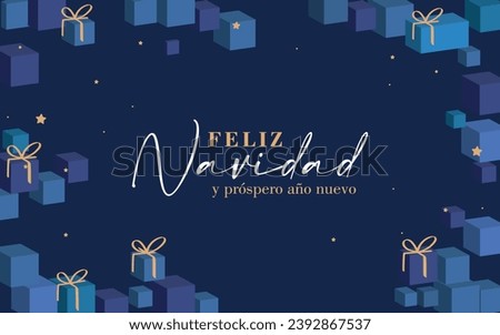 "feliz navidad y próspero año nuevo" means merry christmas and happy new year in spanish Royalty-Free Stock Photo #2392867537