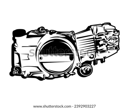 Motorcycle engine vector drawing graphic illustration