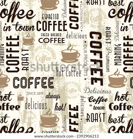 Seamless background with coffee tags. Useful for restaurant identity, packaging, menu design and interior decorating.