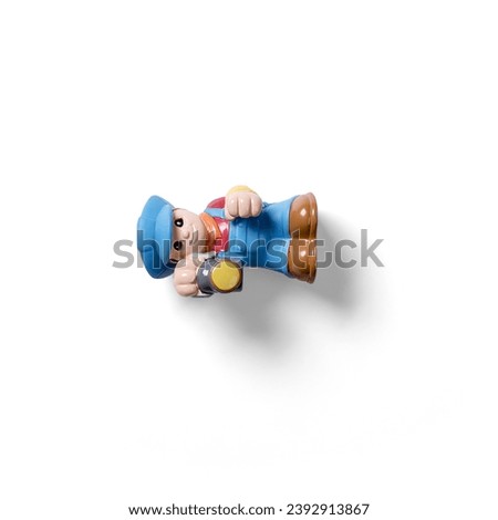 Close up view various kid toys isolated on white.