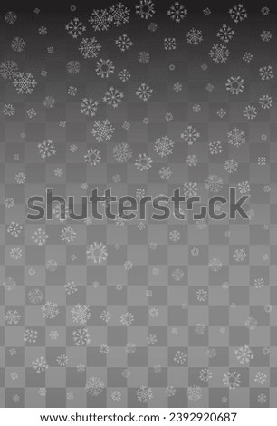 White Snow Vector Transparent Background. Holiday Snowfall Illustration. Gray Light Backdrop. Christmas Snowflake Design.