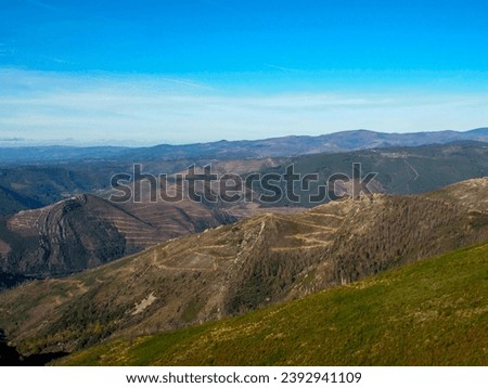 Geological formation called Sil Syncline. This geological formation is due to the folding of the Armorican quartzite due to the opposing forces of the continental plates. Caurel mountain range. Spain Royalty-Free Stock Photo #2392941109