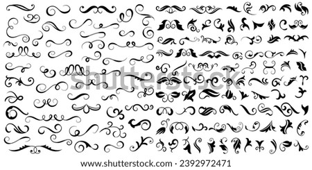 Vector graphic elements for design vector elements. Swirl elements decorative illustration. Classic calligraphy swirls, greeting cards, wedding invitations, royal certificates and graphic design. Royalty-Free Stock Photo #2392972471