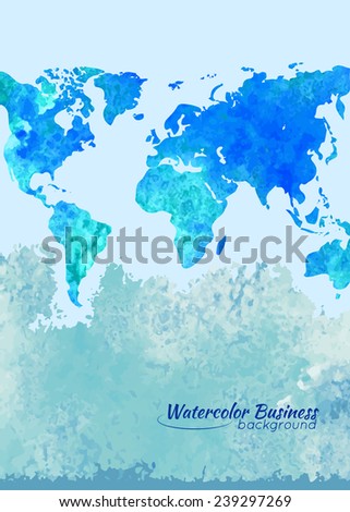 Vector abstract watercolor background of business flyer. The map template.