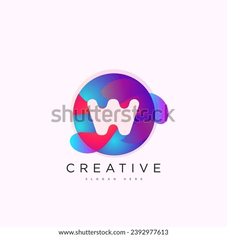 Initial letter W 3D logo template colorful circle sphere design for business and company identity