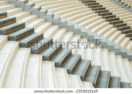 Modern Empty Long stair concrete in office building,Stairs from underground upward,Horizontal view of stairs in airport.