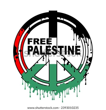 Free Palestine in peace. Vector illustration and Clip art.
