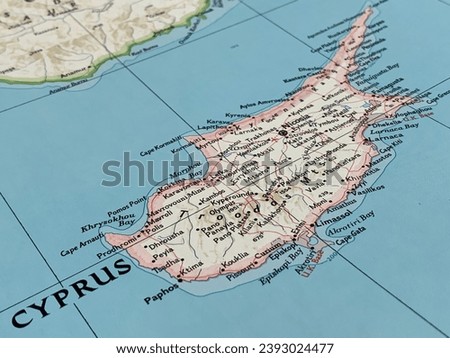 Map of Cyprus, Mediterranean Sea, Europe, holiday preparation, travel destination