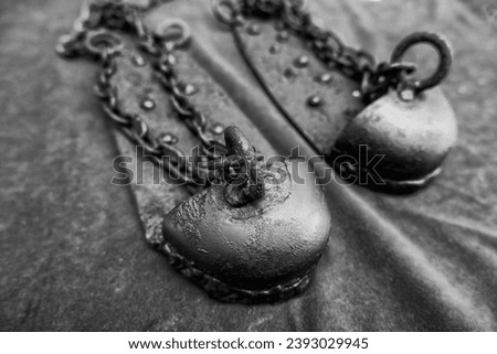 Detail of medieval torture instruments of the inquisition, history Royalty-Free Stock Photo #2393029945