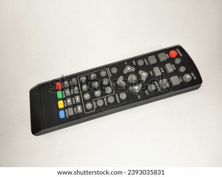 The TV remote set top box is black with a white background