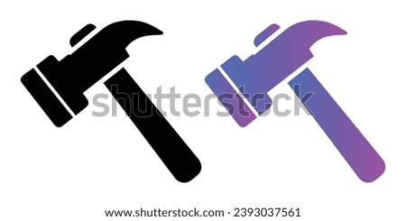 Claw hammer icon, black and gradient, logo, handyman tool for home repair, construction, vector illustration isolated 