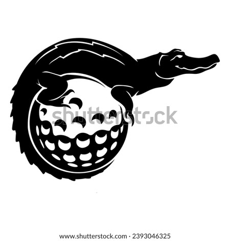 Animal golf logo vector stok alligator illustration