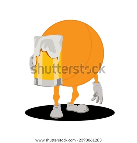 Vector stok mascot basket ball holding beer  illustration clip art