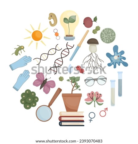 Cute graphics scientist experimental equipment illustration, biology science supplies clipart