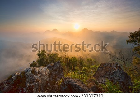 Sunrise over the Mountain Range 