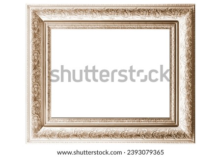 Antique Color Beige Brown Purple Violet Classic Old Vintage Wooden Rectangle mockup canvas frame isolated on white. Blank diverse subject molding baguette. Design element. use for paint, mirror