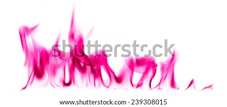 Pink fire and flames on white background