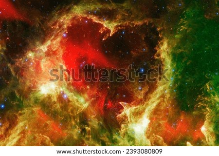 Bright red cosmic nebula. Elements of this image furnished by NASA