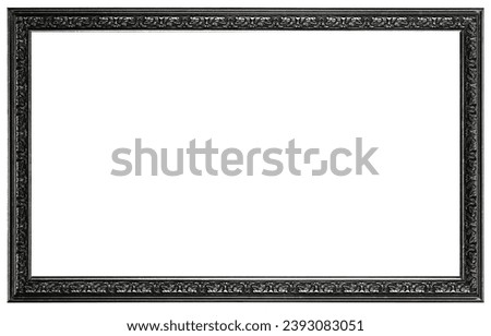 Antique Color Dark Black Classic Old Vintage Wooden Rectangle mockup canvas frame isolated on white. Blank diverse subject molding baguette. Design element. use for paint, mirror
