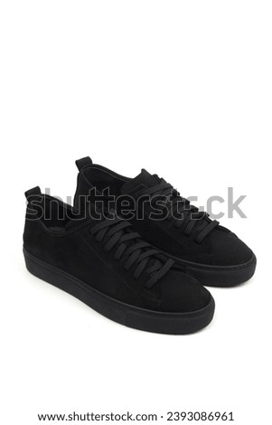 Men's sneakers on skateboard and different angle photos on white background