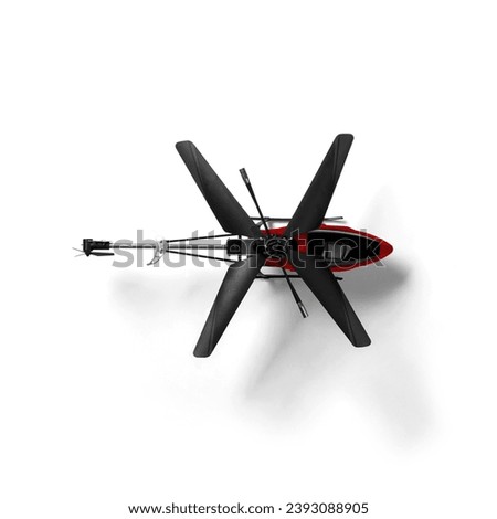 Close up view helicopter toy isolated on white.