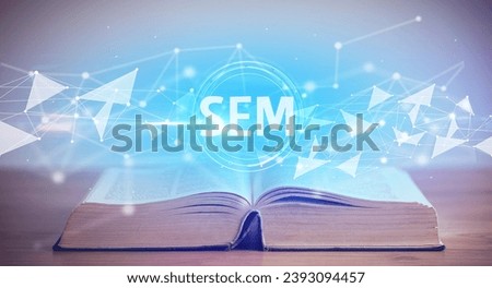 Open book with abbreviation concept concept