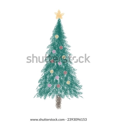Brushstroke watercolor Christmas tree on white background. Symbol of Christmas day, winter and New year.