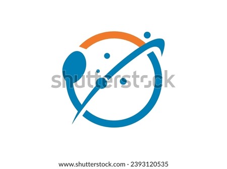 round spoon and globe logo icon template
