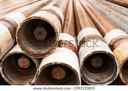 Geological exploration. Steel pipes (boring tube) for drilling the ground to a shallow depth
