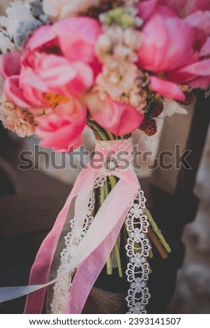 fresh bright wedding bouquet of peonies